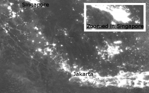 VIIRS Singapore night time imagery, data courtesy of NOAA