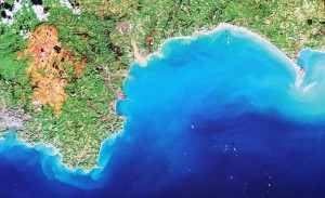 South West UK, Pseudo-true colour image. Landsat 8 data courtesy USGS/NASA