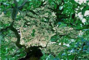 Sentinel-2 Image of Plymouth from 2016. Data courtesy of Copernicus/ESA.
