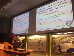 Sam presenting at the 2016 Appleton Space Conference. Image courtesy of Deimos UK.